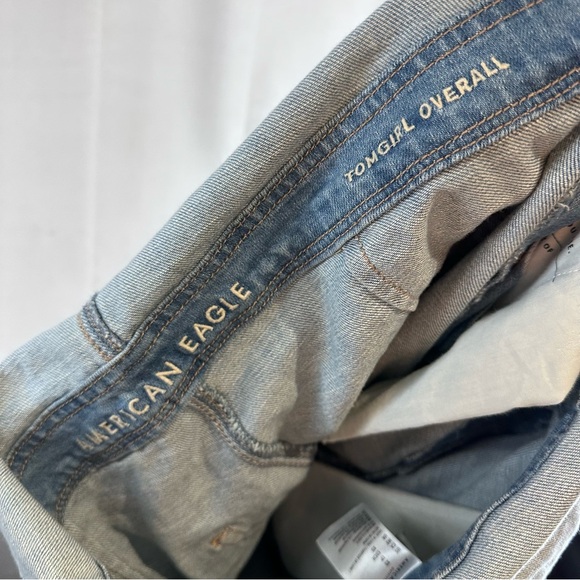 AMERICAN EAGLE Women’s Size XS Denim Jean Bib Overalls Tomgirl Style Destructed - Picture 13 of 16